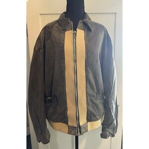 Charles Chevignon Vintage 90s Flight Jacket Canvas & Leather British Army Sz M